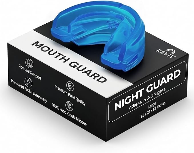 Reviv R1 Mouth Guard For Grinding Teeth At Night | Food-Grade Silicone Night Guard | Bite Guard For Teeth Clenching Nighttime Protection During Sleep For Men & Women As Anti Jaw Clenching (Large Blue)