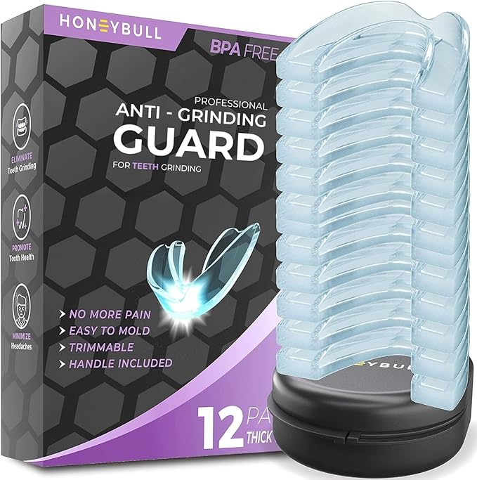 HONEYBULL Anti Grinding Guard Set [12 Pack - Thick] Comes in Bigger Size for Heavy Grinding | Comfortable Custom Mouth Guard for Nighttime Teeth Grinding