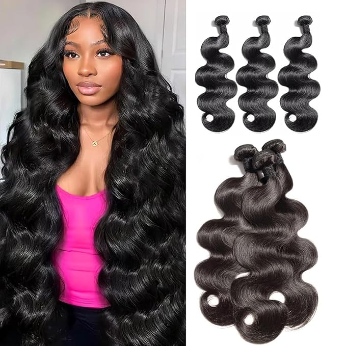 12A Human Hair Bundles 16 18 20 Inch Body Wave Bundles Human Hair Unprocessed Brazilian Virgin Raw Remy Hair 3 Weaves Bundles for Women Natural Color
