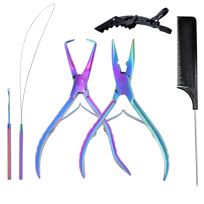 SIVOTE Professional Hair Extension Tools Kit Stainless Steel, Microlink & Itip Extensions Tool Kit, Multicolor