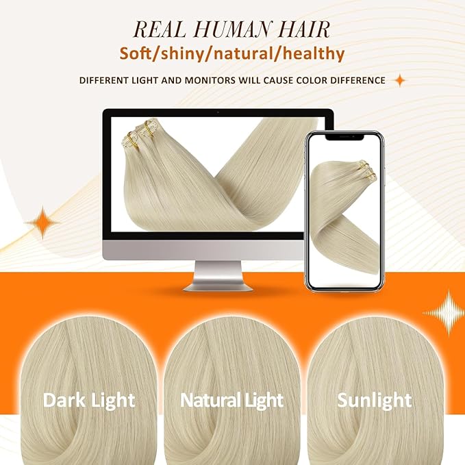 Full Shine Seamless Clip in Hair Extension Blonde Short Hair Extensions Clip in Platinum Blonde Hair for Women Clip in Extensions Add Volume 12 Inch 8 PCS 95 Grams