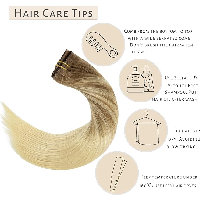 Caliee PU Clip in Hair Extensions Real Human Hair 22Inch Soft Thick Straight Clip in Hair Extensions Human Hair B8/60A Light Brown to Platinum Blonde Remy Human Hair Clip in Hair Extensions 110G