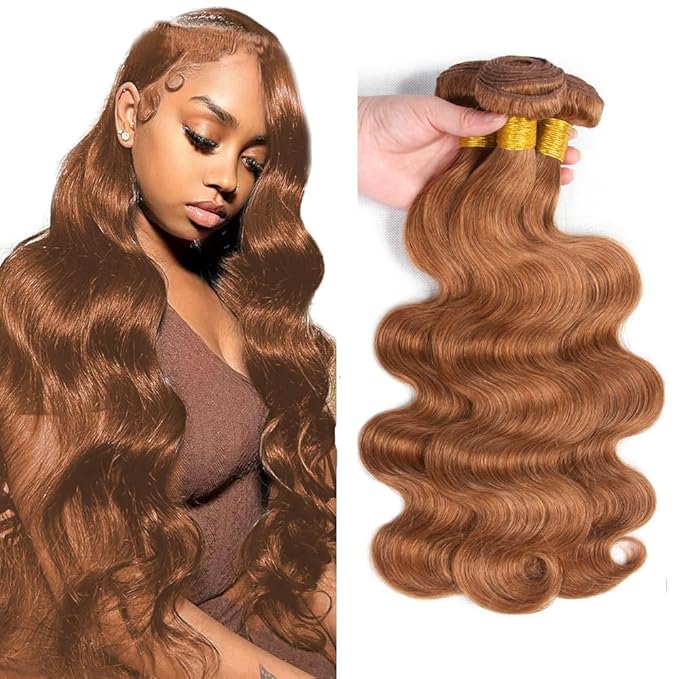 20 22 24 Inch Light Brown Bundles Human Hair Color #30 Body Wave Bundles Mixed Length 3 Bundles Brown Body Wave Bundles Hair Extensions