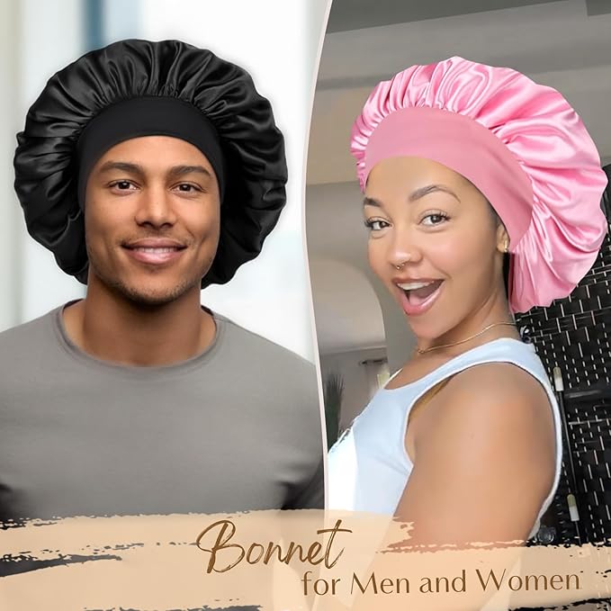 Black Satin Bonnet for Sleeping Black Women Single Layer