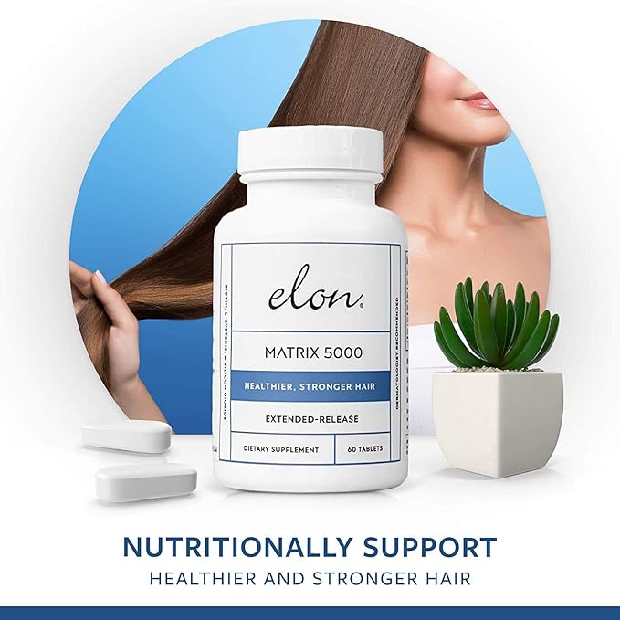 Elon Matrix 5000 - Biotin 5000mcg Vitamins for Hair Growth w/Extended Release - Promotes Healthy & Strong Hair - Pack of 2 (120 Day Supply)