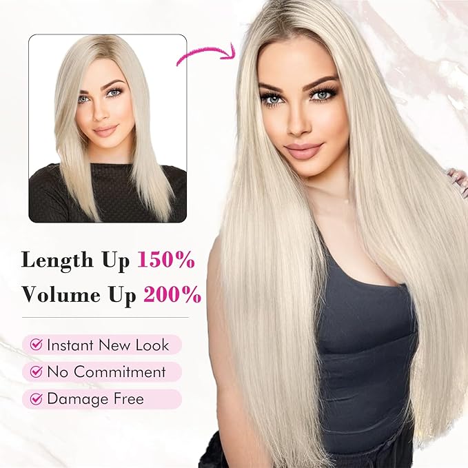 REECHO Hair Extensions, 11PCS Clip in Hair Extensions 24" Long Straight hair extensions HE005 Natural Soft Synthetic Hairpieces for Women – Honey Blonde with Highlights