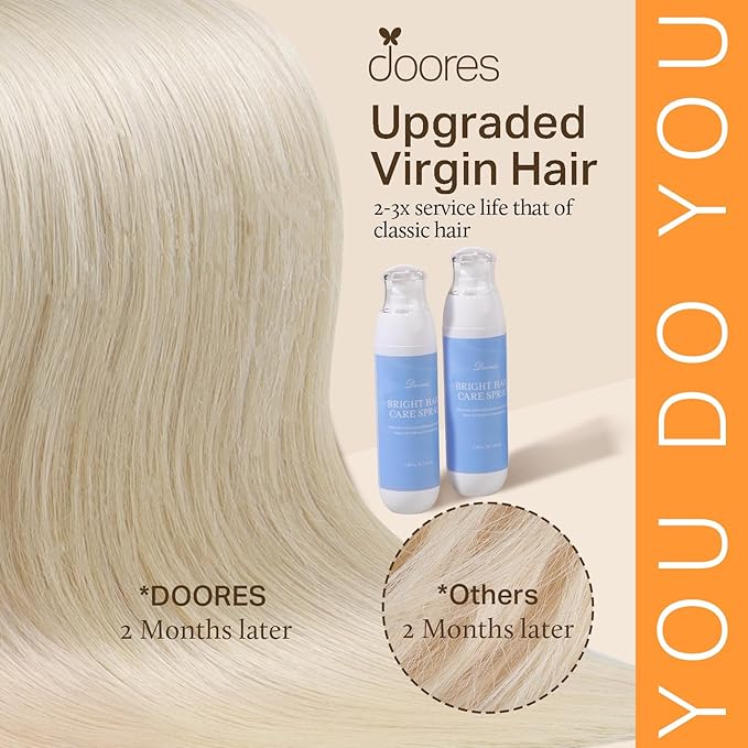 DOORES Clip in Hair Extensions Human Hair Platinum Blonde 18 Inch 120g 7pcs Remy Human Hair Extensions Clip in Real Natural Hair Straight