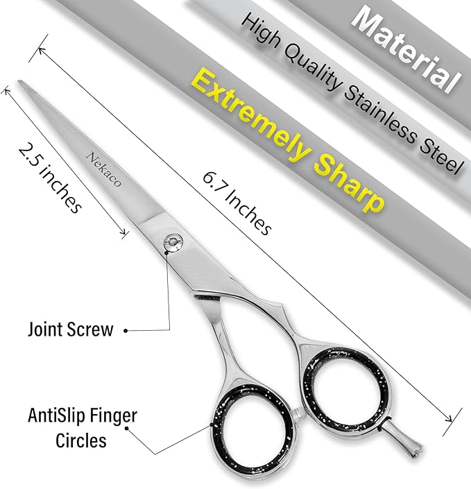 Professional 6 inches Hair Cutting Scissors, Premium Quality Stainless Steel Hair Scissors, Hair Shears for Barber Salon & Home (Silver)