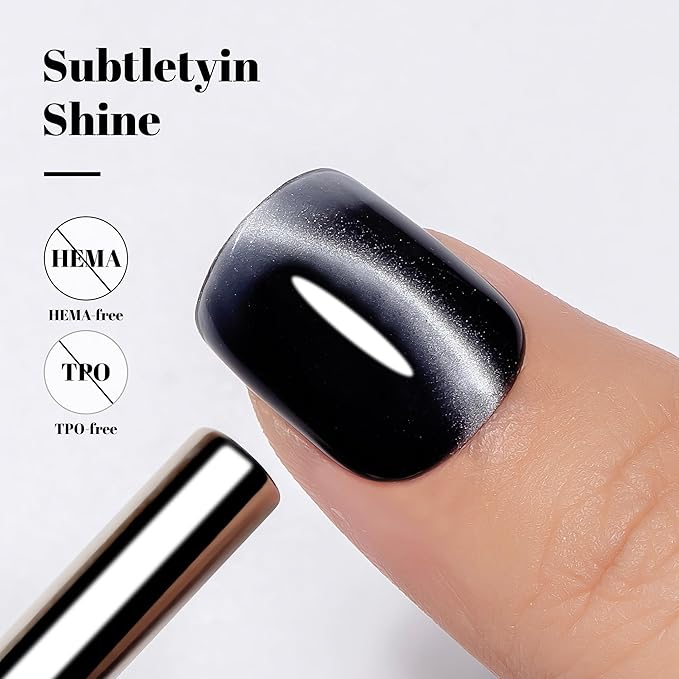 YTD Likomey Cat Eye Gel Nail Polish,Silk Glass 15ml Black Magnetic Shimmer Glitter Moonlight Jelly Shiny Salon Home Fall Winter UV Color Varnish with Magnet Stick,HEMA Free TPO Free,MY501