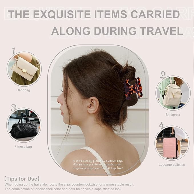 4 Pack Premium durable acetate butterfly hair clips, Medium Size Acetate Hair Claw Clips with Secure Hold,Perfect for Updos (2.76 x 1.66 in)