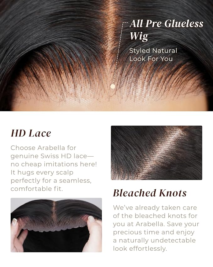 Arabella Hair 6x5 Glueless Wig Human Hair - 230% Density Ready to Wear Invisible Part Wig for Women, Wear and Go Straight Wig Natural Scalp Look, Breathable Full Wig with Adjustable Straps 18inch
