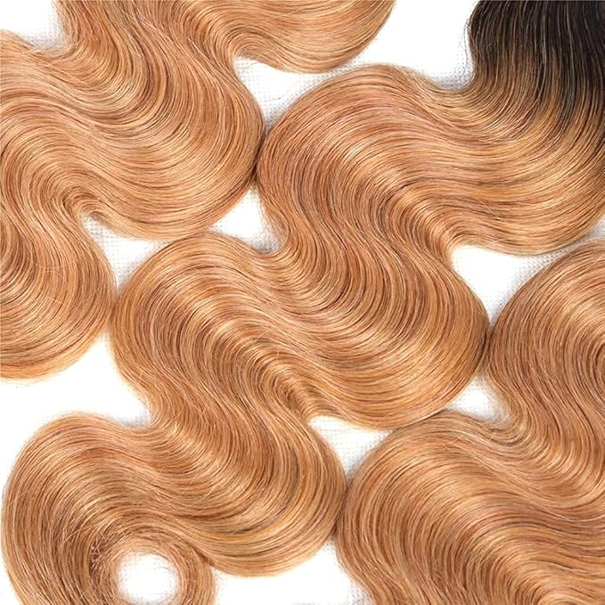 Ombre Brown Bundles Human Hair Honey Blonde Body Wave Bundles 22 24 26 inch Two Tone Black to Blonde Color