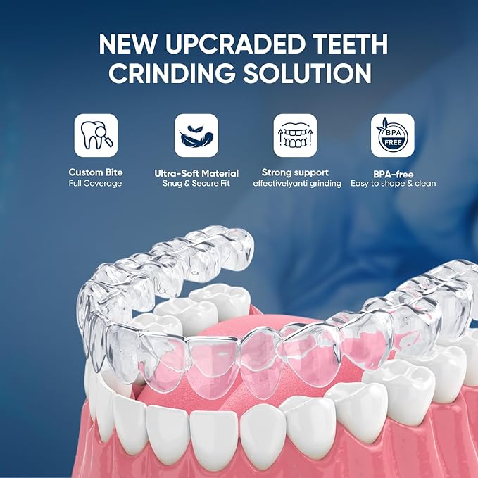 Mouth Guard for Clenching Teeth at Night, Mouth Guard for Grinding Teeth at Night, Comfortable & Reusable Adult Teeth Grinding Mouthguards for Sleeping, Includes 16pcs & 4 Travel Case