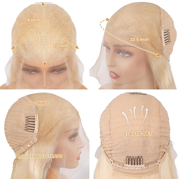 Tuneful 32 inch Long 613 13x6 Lace Front Wig Human Hair 613 HD Lace Frontal Wig Body Wave Blonde Lace Front Wigs Human Hair Pre Plucked with Baby Hair