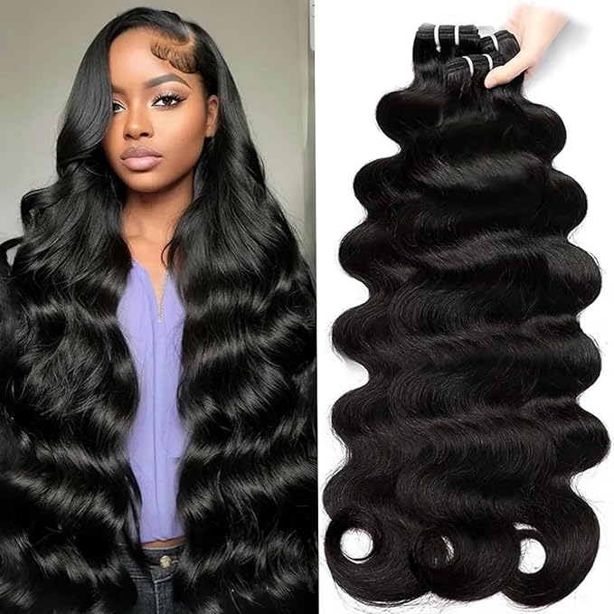 12A Body Wave Bundles Human Hair 100% Unprocessed Brazilian Virgin Human Hair Bundles Quick Weave Extensions Natural Color Deals Human hair For Women 24 26 28 30 Inch