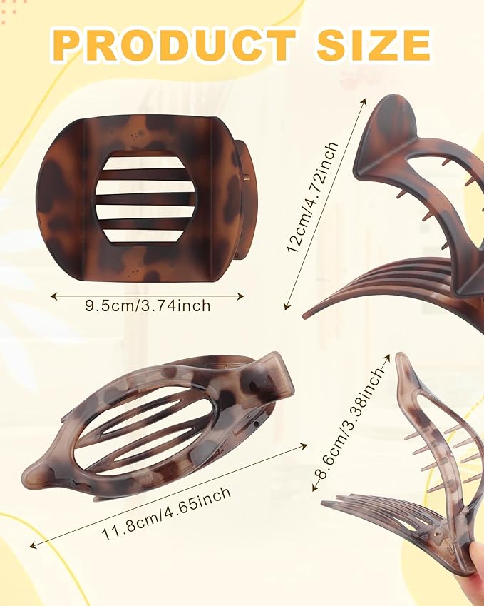 6 PCS French Flat Hair Clips for Women 2 Styles Large Matte Flat Claw Clips Strong Hold No-Slip French Hair Barrettes for Thick Thin Hair(Leopard 3)