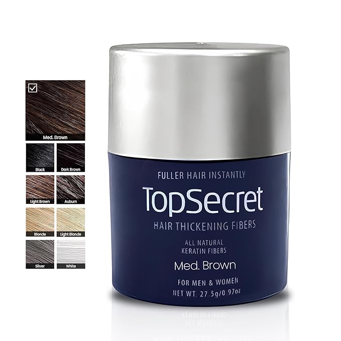 Top Secret Hair Thickening Building Fibers Refills - Undetectable & Natural Hair Filler - for Men & Women - Instantly Fill In Fine Thinning Hair - Weather & Sweat Resistant (Medium Brown, Travel)
