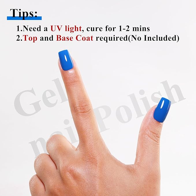 Imtiti Electric Blue Gel Nail Polish, Blue Gel Polish for Nail Art Soak off UV Led Salon DIY at Home Gift for Women