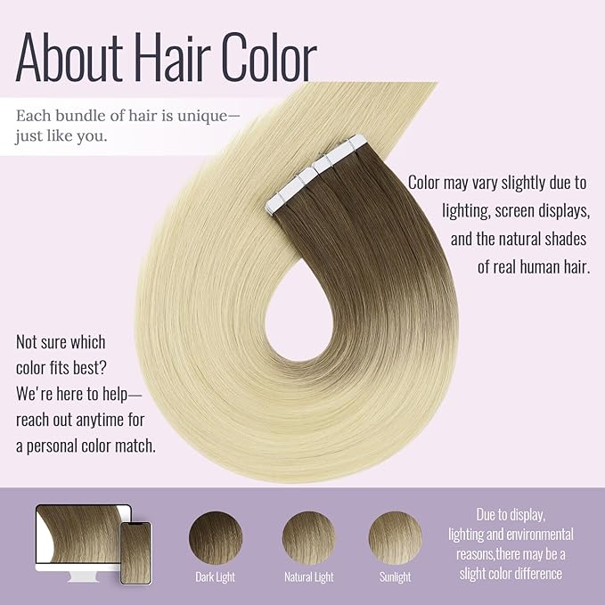 Fshine Tape Hair Extensions Human 12 Inch Balayage Ash Brown and Bleach Blonde Straight Hair Tape in Extensions Skin Weft 30 g 20 pcs,Perfect for Daily Wear,Designed to Boost Volume & Length