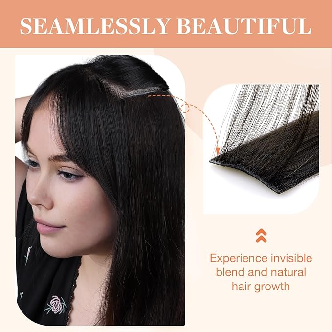 GOO GOO Invisi Edge Clip in Hair Extensions Set, 18inch 140g, 5pcs Injected Seamless PU Clip ins and 2pcs Classical PU Clip ins Virgin Real Human Hair, #(T1B/6) P1B