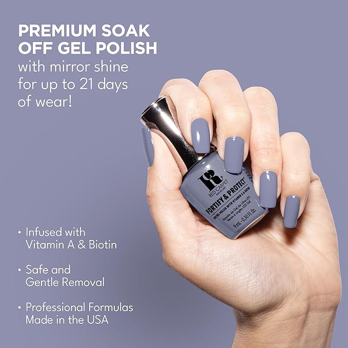 RC Red Carpet Manicure Fortify & Protect LED Gel Nail Color - Long-Lasting, Vibrant, Professional Quality, High Shine, Chip-Resistant - Infused with Vitamin A & Biotin (Running The Show, 0.3 Fl Oz)