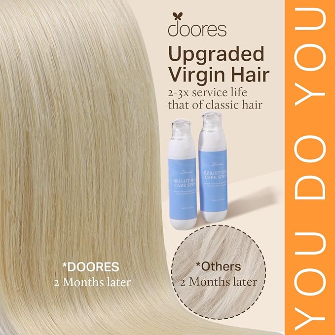 DOORES I Tip Hair Extensions Human Hair,14 Inch 100g 200s Itip Human Hair Extensions,Ash Blonde Highlighted Platinum Blonde I Tip Hair Extensions,Virgin Human Hair Extensions