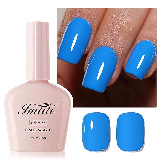 Imtiti Bright Blue Gel Nail Polish, 1Pcs Blue Soak Off UV LED Gel Polish, Long Lasting, Nail Art Manicure Salon DIY at Home for Spring and Summer (0.34 Fl Oz-991)
