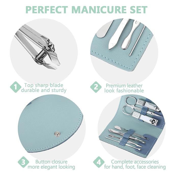 60 Sets Travel Manicure Set Professional Nail Set 7 in 1 Stainless Steel Manicure Kit Grooming Kits Nail Care Tools with Care Tools Beauty Scissors Tweezers Gifts for Christmas(Bright Color)