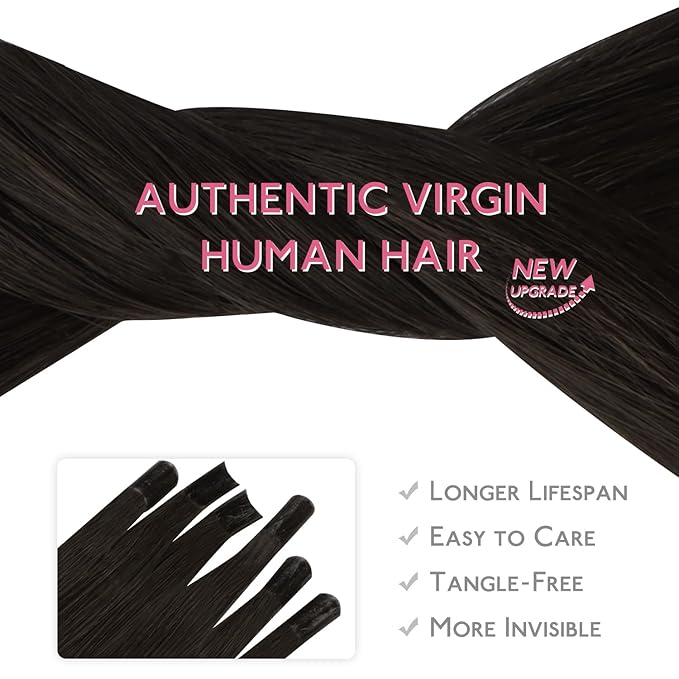WENNALIFE U Tip Human Hair Extensions, 50g 50s 24 Inch Dark Brown Remy Invisible Straight Keratin K Tip Real Human Hair