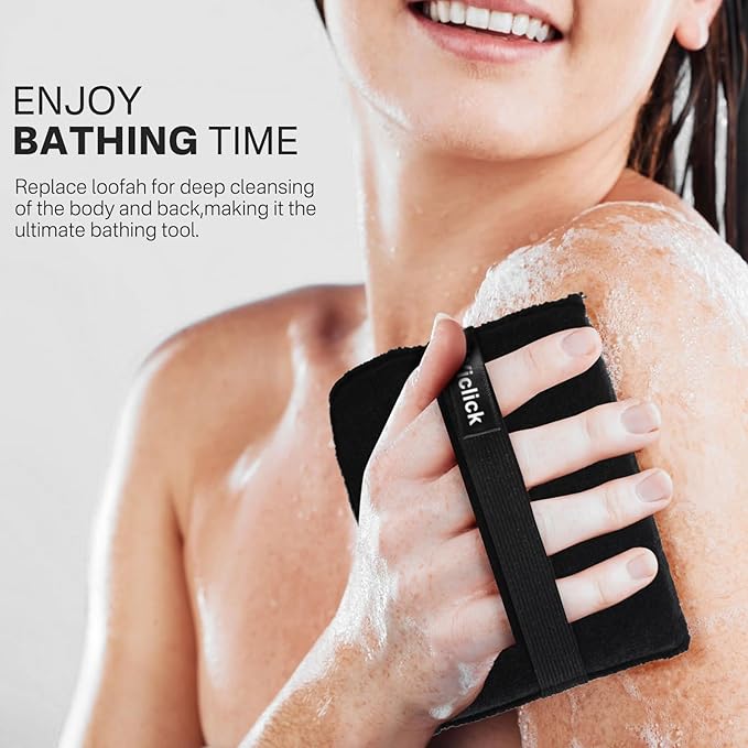 Yiclick Exfoliating Body Scrubber & Shower Exfoliator (2 Pack) – Mens Body Scrubber & Womens Sponge, Exfoliating Washcloth with Handle, Dead Skin Remover Loofah for Body (Rectangle)