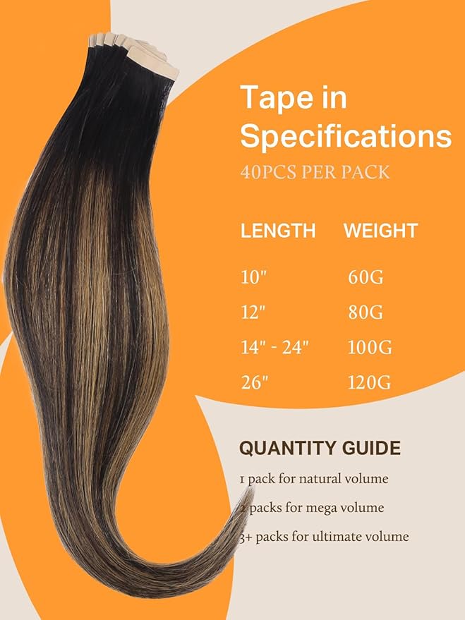 DOORES Tape in Hair Extensions Human Hair, Natural Black to Chestnut Brown 12 Inch 80g 40pcs, Hair Extensions Tape in Human Hair Remy Straight for Women