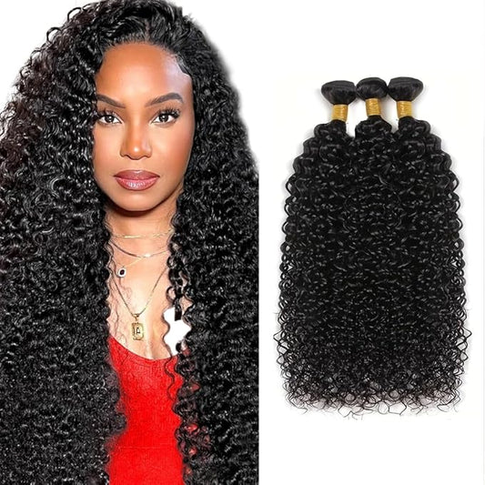 #1B Kinky Curly Bundles Wet and Wavy Bundles Human Hair 20 22 24 inch Curly Wave Human Hair Weave Bundle