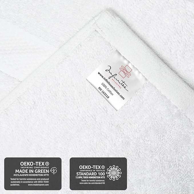 Infinitee Xclusives Luxury Wash Cloths for Showering [13x13] – 100% Cotton Washcloths [Pack of 4], Soft and Absorbent Face Towels for Bathroom Wash Clothes, Gym, and Spa (Brilliant White)