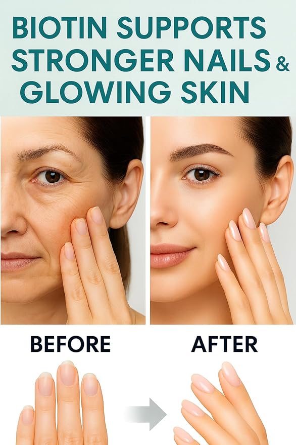 Women’s Hair Growth Skin & Nails Vitamins with Biotin 10,000 mcg, Collagen, Keratin, MSM & Bamboo Extract Drug-Free Formula for Thicker Hair, Strong Nails & Glowing Skin 120 Capsules, 1-Month Supply