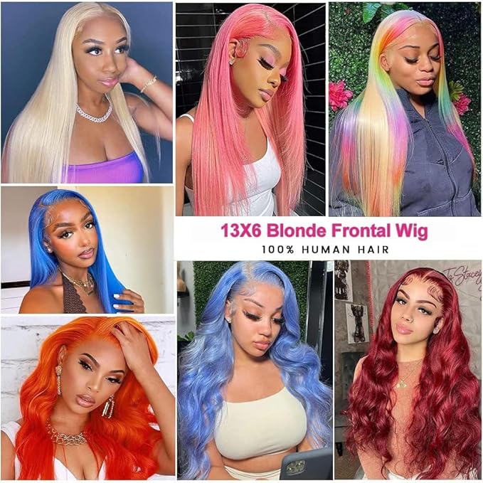 34 Inch 613 13x6 Lace Front Wig Human Hair 250% Density Blonde Lace Front Wigs Human Hair Pre Plucked 613 HD Lace Frontal Wig Natural Hairline