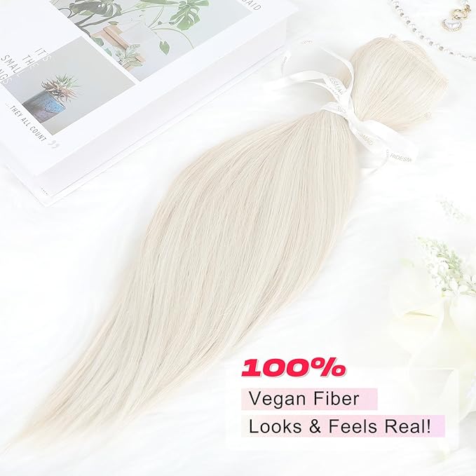 Hair Extensions, 10" Short Clip in Hair Extensions 4PCS Straight Natural Soft Synthetic Hairpiece for Women- Golden Blonde with Highlights