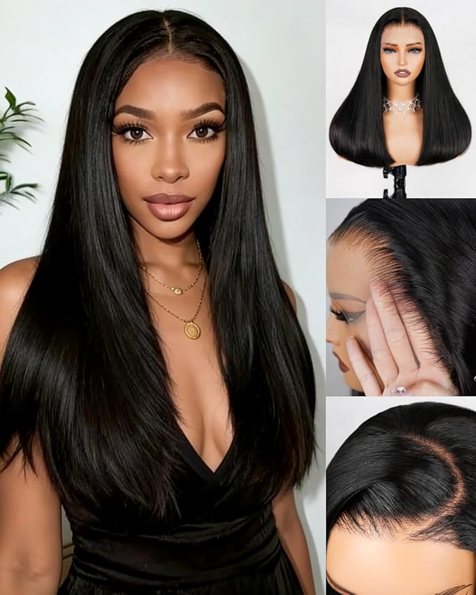 Arabella 13x4 Lace Front Wigs Human Hair Pre Plucked Pre Bleached Knots 12A Straight Lace Front Wigs Human Hair HD Lace Wig 230% Density Black Wig For Women(20 Inch 13x4 Natural Wig)