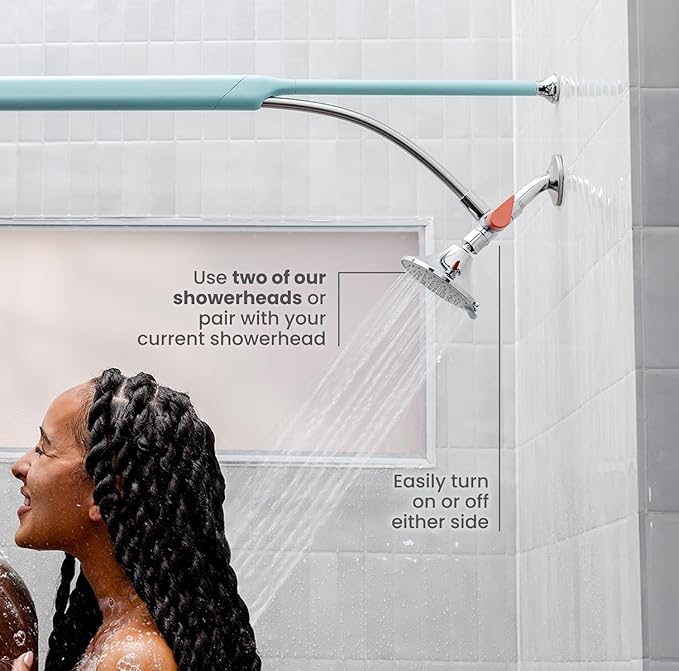 BOONA - The Original Tandem Shower | As Seen On Shark Tank | Double Shower Head for Couples, High Pressure Dual Shower Heads (One Showerhead, Retro Miami)