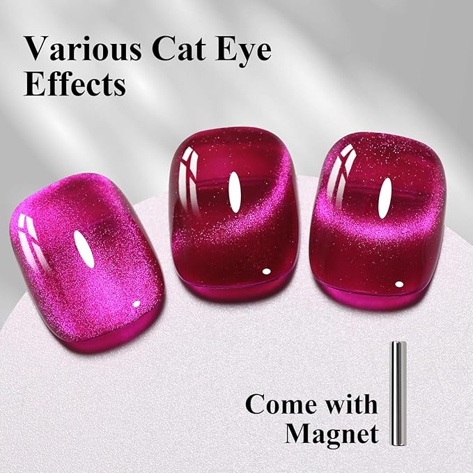10ml Hema Free Purple Cat Eye Gel Nail Polish Soak Off Long Lasting Holographic UV/LED with Magnetic Stick Gift for Women 1Pcs