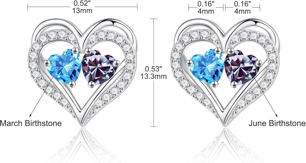 Iefil Christmas Gifts for Women Wife - 925 Sterling Silver Birthstone Earrings, Anniversary Birthday Gifts for Women Wife Girlfriend Mom