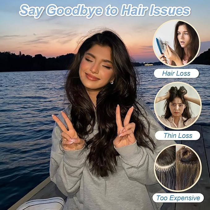 Black Invisible Wire Hair Extensions Long Wavy Synthetic Hairpiece with 4 Secure Clips for Women 20 Inch Clip in Hair Extensions
