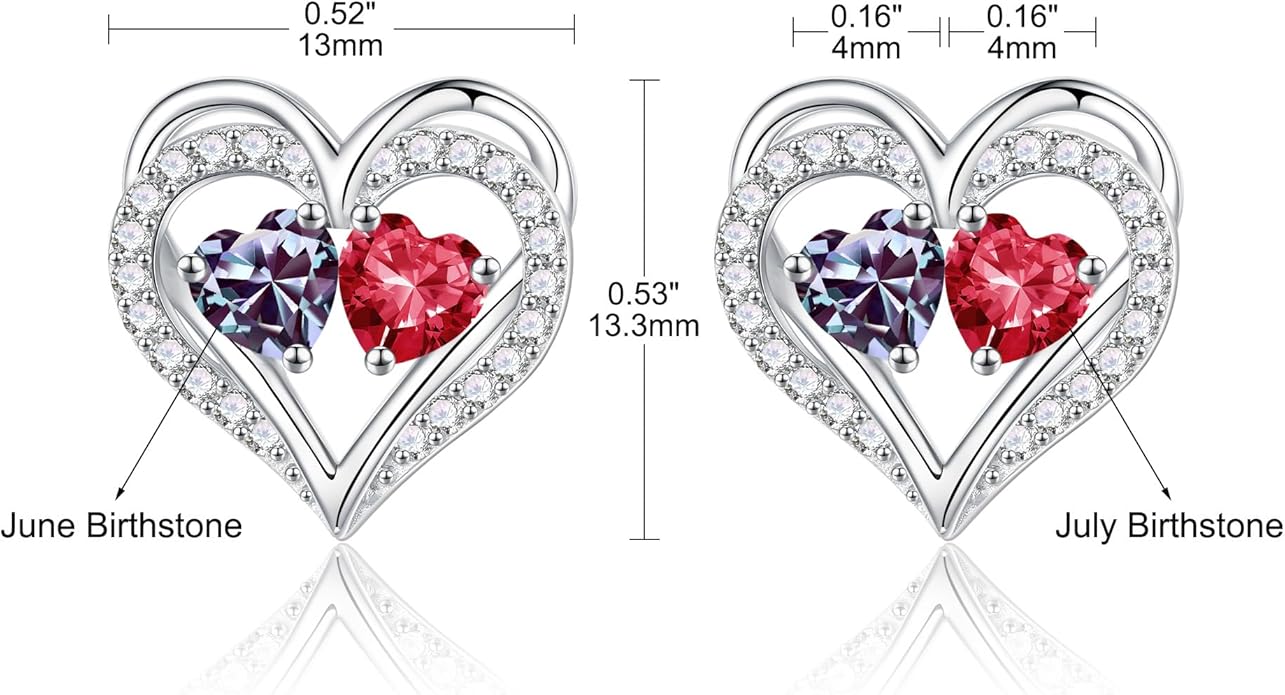Iefil Christmas Gifts for Women Wife - 925 Sterling Silver Birthstone Earrings, Anniversary Birthday Gifts for Women Wife Girlfriend Mom
