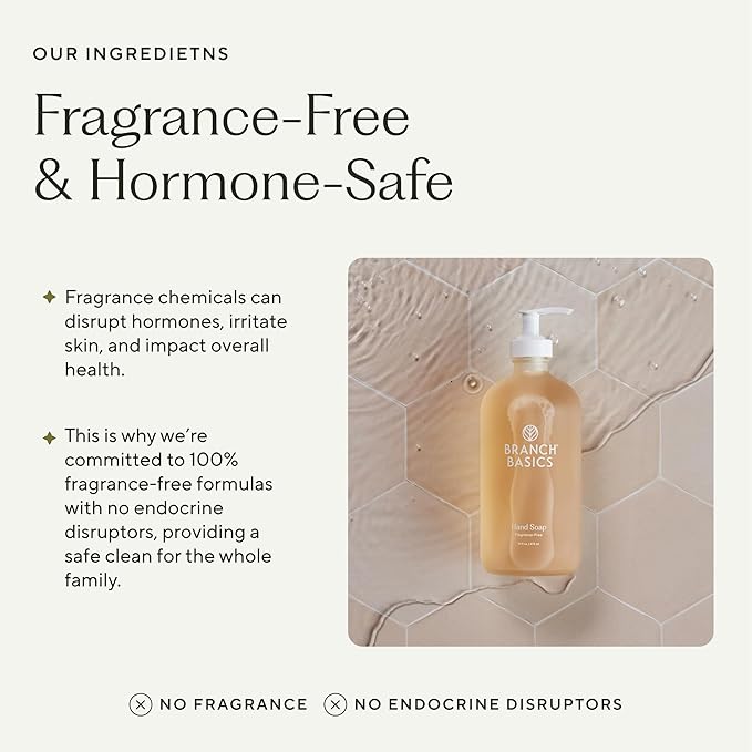 Branch Basics Gel Hand Soap – 16oz Bottle | Plant & Mineral-Based Formula with Aloe, Chamomile & Meadowfoam Oil | Nourishing, Fragrance-Free & Gentle on Sensitive Skin