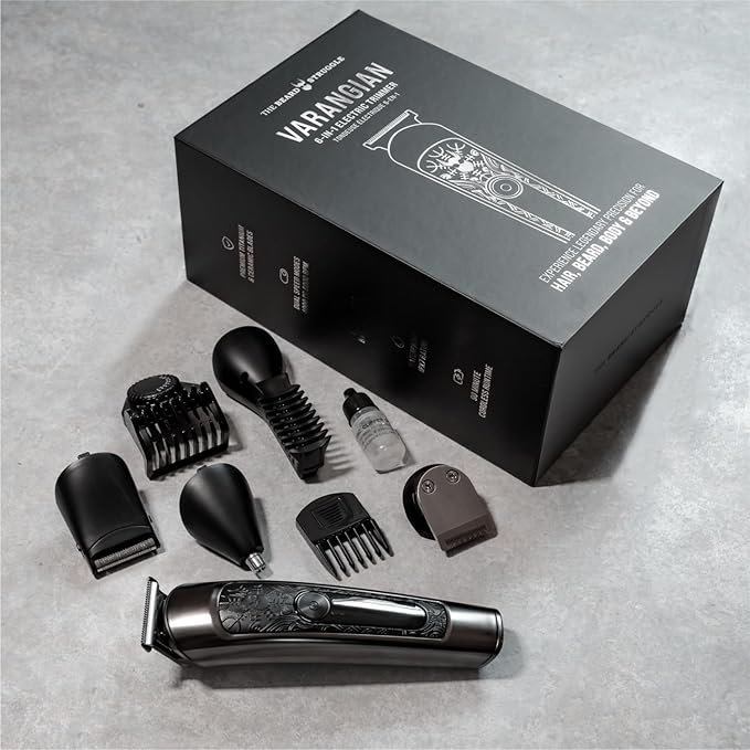 The Beard Struggle Varangian Beard Trimmer® 6-in-1 for Hair, Beard, Body & Beyond, Titanium Blade, 17 Length Adjustable Blade with Digital LED Display, Cordless Waterproof Wet/Dry Clipper