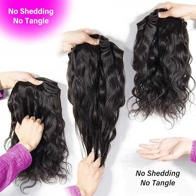 12A Human Hair Bundles 26 28 30 Inch Body Wave 3 Bundles Human Hair 100% Unprocessed Brazilian Virgin Hair Bundles Quick Weave Hair Extension Natural Black
