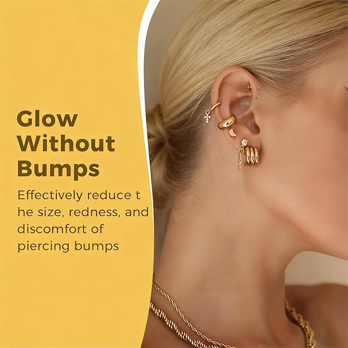 0.5oz -100% Natural Piercing Bump Solution & Keloid Bump Removal Drops (with 20 Cotton Swabs), Professional Piercings Aftercare Oil to Relieve & Reduce Appearance of Keloid/Scar on Nose, Ear & Belly
