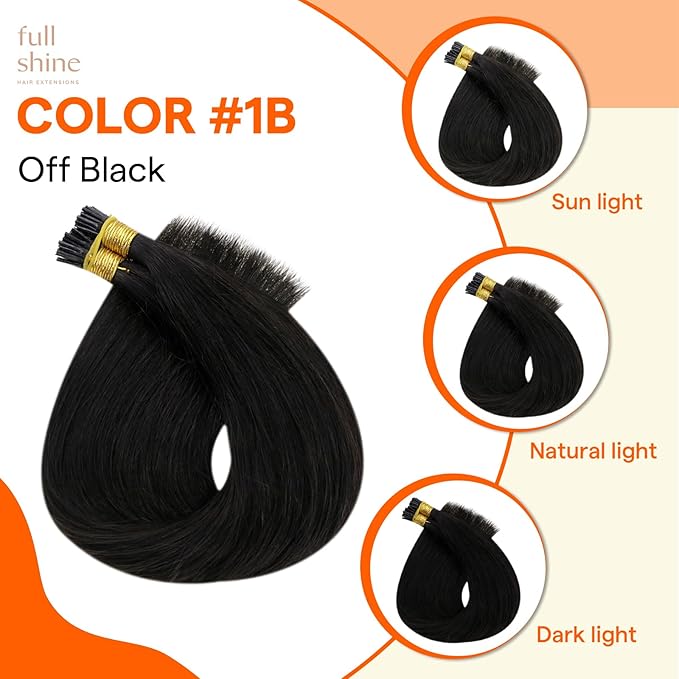 Full Shine I Tip Hair Extensions Real Human Hair 20 Inch Off Black 40 Grams Itip Human Hair Extensions Pre Bonded Extensions Itips Extensions Natural Hair