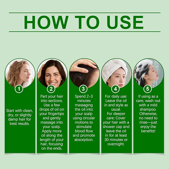 10 in 1 Hair Growth Oil, 10 in 1 Blend with Organic Rosemary, Wild Black Castor Oil & African Powder for Growth, Stronger Longer Hair For Women and Men(2PCS)