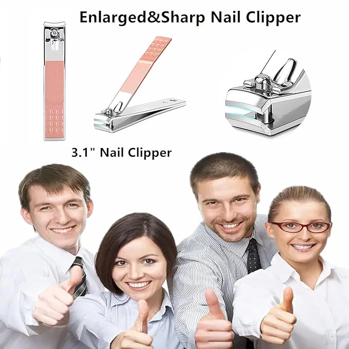 Manicure Set Stocking Stuffers for Women Men Nail Clipper Set Stainless Steel Toe Finger Nail Clippers Personal Care Tool with Travel Case Manicure Pedicure Tool Women Men Christmas Gifts Grooming Kit