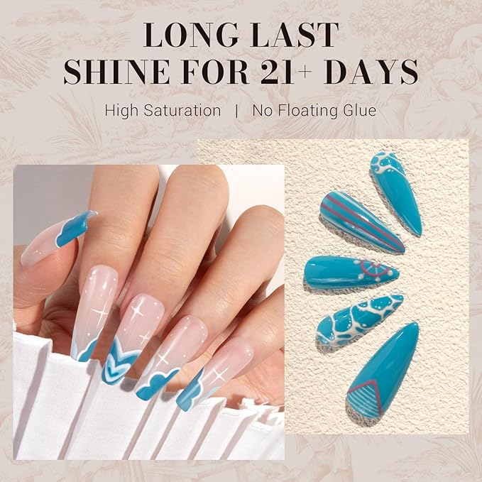 MelodySusie Aquamarine Blue Gel Nail Polish,0.5fl oz Nails Soak Off UV LED Cerulean Blue Gel Polish Gift for Women Nail Art Manicure Salon DIY Nail Design Decoration at Home-1655
